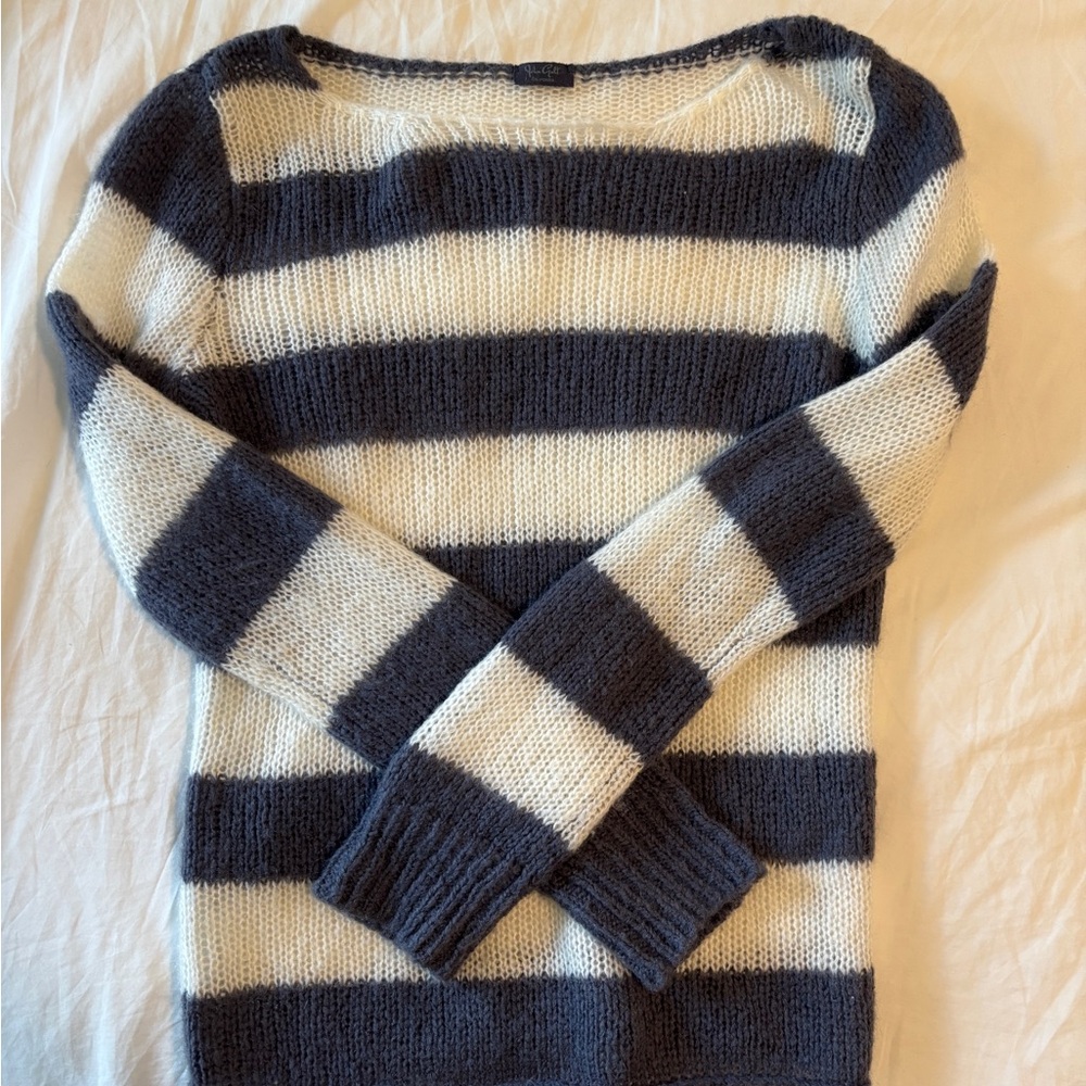 Brandy Melville Navy and White Striped Sweater